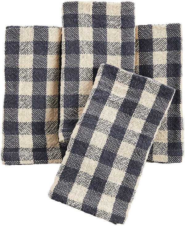 Gray-Blue/Ecru Check Napkins (Set of 4)